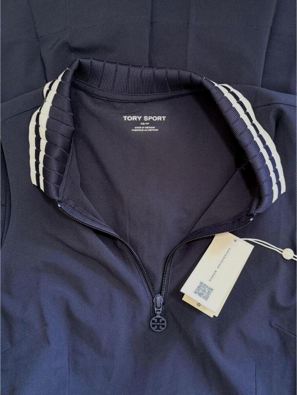 NWT Tory Sport Navy Sleeveless Polo Dress with Pleated Skirt